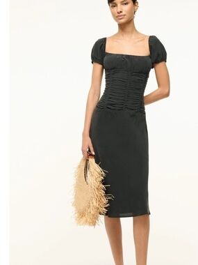 Iconic Staud Elba Black Midi Dress